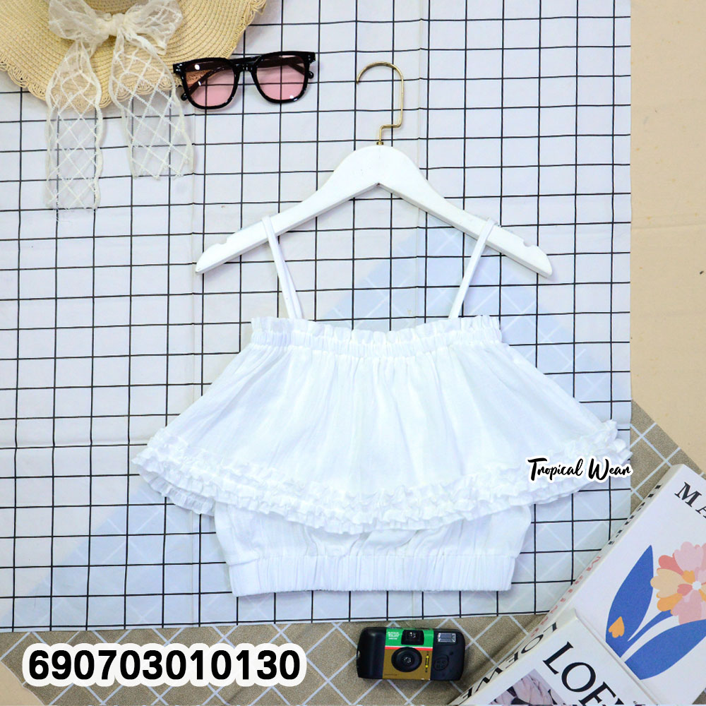 Women's Ruffle Off Shoulder Crop Top Elegant Summer Blouse เสื้อครอประบาย เปิดไหล่ผู้หญิง เสื้อแฟชั่นซัมเมอร์ เรียบหรู - 690703010130 - Image 5
