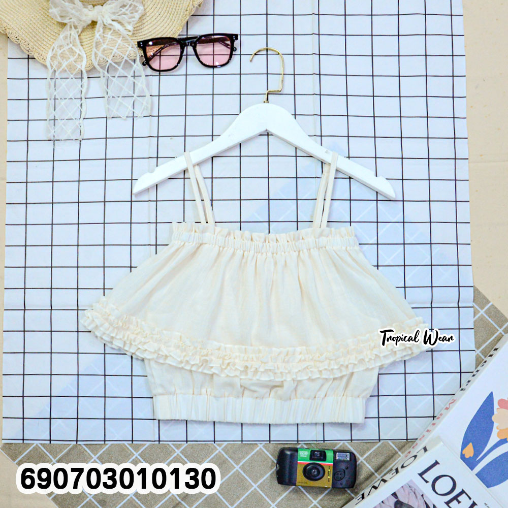 Women's Ruffle Off Shoulder Crop Top Elegant Summer Blouse เสื้อครอประบาย เปิดไหล่ผู้หญิง เสื้อแฟชั่นซัมเมอร์ เรียบหรู - 690703010130 - Image 4
