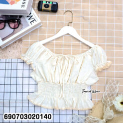 Women's Off Shoulder Smocked Blouse เสื้อเปิดไหล่ผู้หญิง สม็อคช่วงเอว แต่งโบว์หน้า - 690703020140 - Image 5