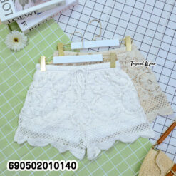 Korean Style High Waisted Scalloped Lace Shorts กางเกงขาสั้น ผ้าโครเชต์ลายดอกไม้ สไตล์เกาหลี - 690502010140 - Image 3