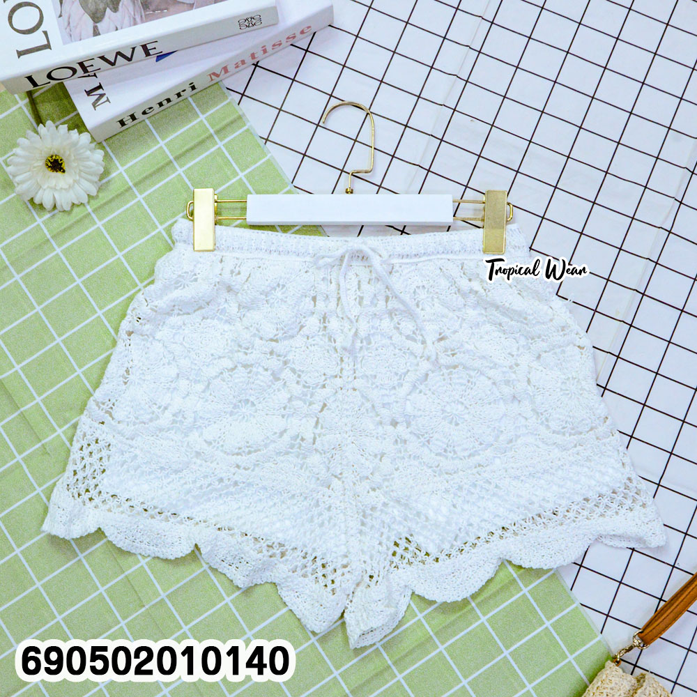 Korean Style High Waisted Scalloped Lace Shorts กางเกงขาสั้น ผ้าโครเชต์ลายดอกไม้ สไตล์เกาหลี - 690502010140 - Image 5