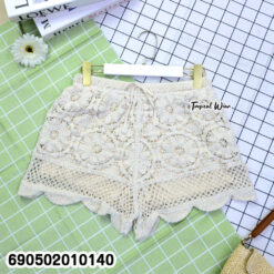 Korean Style High Waisted Scalloped Lace Shorts กางเกงขาสั้น ผ้าโครเชต์ลายดอกไม้ สไตล์เกาหลี - 690502010140 - Image 4