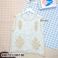 Bohemian Embroidered Sheer Tank Top - Beach Summer Wear เสื้อแขนกุดผ้าโปร่งปักลาย ลุคชิลล์ไปทะเล สไตล์โบฮีเมียน - 690701100130 - Image 4