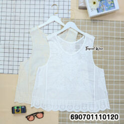 Floral Embroidered Sheer Sleeveless Top เสื้อแขนกุด ผ้าโปร่งปักลายดอกไม้ - 690701110120 - Image 3