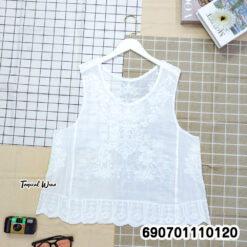 Floral Embroidered Sheer Sleeveless Top เสื้อแขนกุด ผ้าโปร่งปักลายดอกไม้ - 690701110120 - Image 5