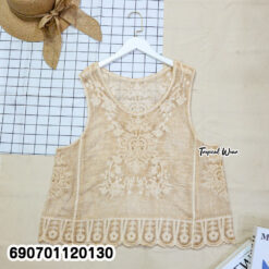 Boho Embroidered Sleeveless Beach Top เสื้อแขนกุดผ้าโปร่งปักลาย ลุคชิลล์ไปทะเล สไตล์โบฮีเมียน - 690701120130 - Image 5
