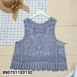 Boho Embroidered Sleeveless Beach Top เสื้อแขนกุดผ้าโปร่งปักลาย ลุคชิลล์ไปทะเล สไตล์โบฮีเมียน - 690701120130 - Image 4