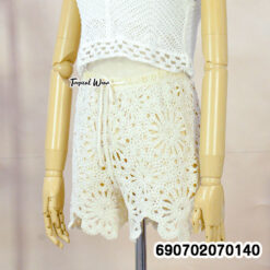 Drawstring Elastic Waist Crochet Lace Beach Shorts กางเกงขาสั้นผ้าถักลูกไม้ เอวยางยืดผูกเชือก ลุคเที่ยวทะเลชิลล์ๆ - 690702070140 - Image 5