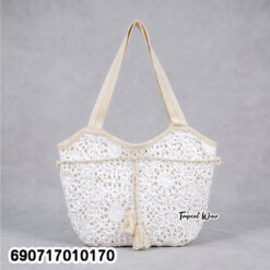 White Floral Crochet Bag กระเป๋าโครเชต์สีขาวลายดอกไม้ - 690717010170 - Image 3