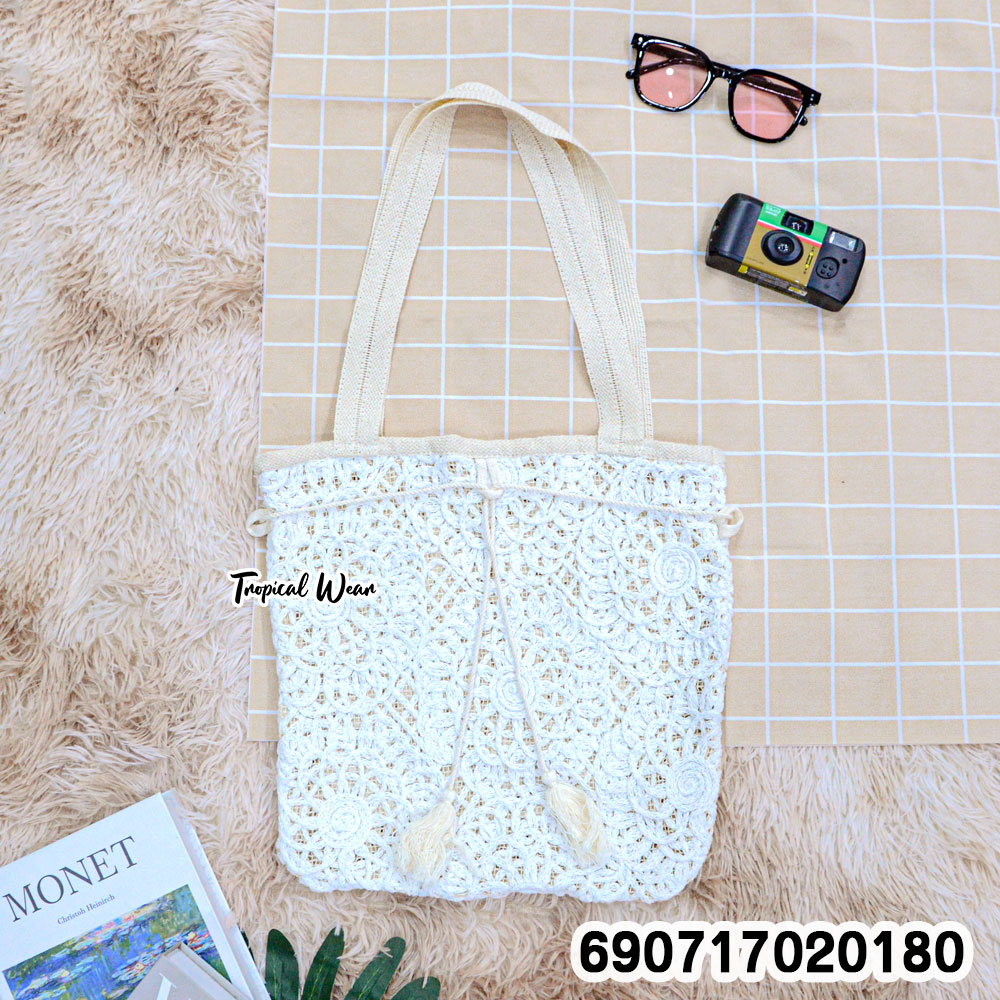 Floral Crochet Shoulder Bag กระเป๋าสะพายโครเชต์ลายดอกไม้ - 690717020180 - Image 2