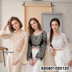 Summer Sheer Lace Cover-Up Top เสื้อคลุมซีทรูแขนยาว ปักลายฉลุ ลุคซัมเมอร์ - 690801020120