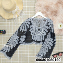 Summer Sheer Lace Cover-Up Top เสื้อคลุมซีทรูแขนยาว ปักลายฉลุ ลุคซัมเมอร์ - 690801020120 - Image 4