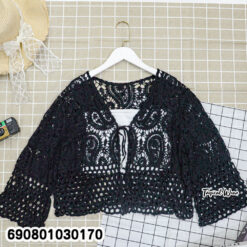 Summer Open-Front Crochet Lace Cardigan เสื้อคลุมลูกไม้ถัก แขนสี่ส่วนผูกโบว์หน้า ลุคซัมเมอร์ - 690801030170 - Image 6