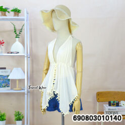Halter Tie-Back Ball-Trim Top เสื้อสายคล้องคอผูกหลัง แต่งพู่กลม สไตล์โบโฮ - 690803010140 - Image 5