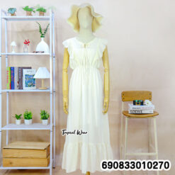 Korean Style Ruffle Sleeve Tie-Front Maxi Dress เดรสแขนระบาย แต่งผูกอกสไตล์เกาหลี - 690833010270 - Image 4