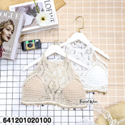Crochet High Neck Halter Top เสื้อครอปถักโครเชต์คล้องคอ - 641201020100 - Image 3