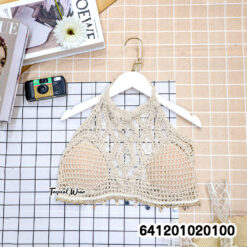 Crochet High Neck Halter Top เสื้อครอปถักโครเชต์คล้องคอ - 641201020100 - Image 5