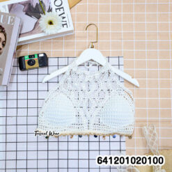 Crochet High Neck Halter Top เสื้อครอปถักโครเชต์คล้องคอ - 641201020100 - Image 4