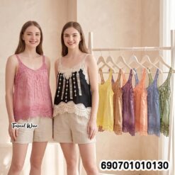 Boho Lace Camisole Top Beach & Resort Wear เสื้อสายเดี่ยวลูกไม้ สไตล์โบโฮ สำหรับเที่ยวทะเลและรีสอร์ท - 690701010130 - Image 3