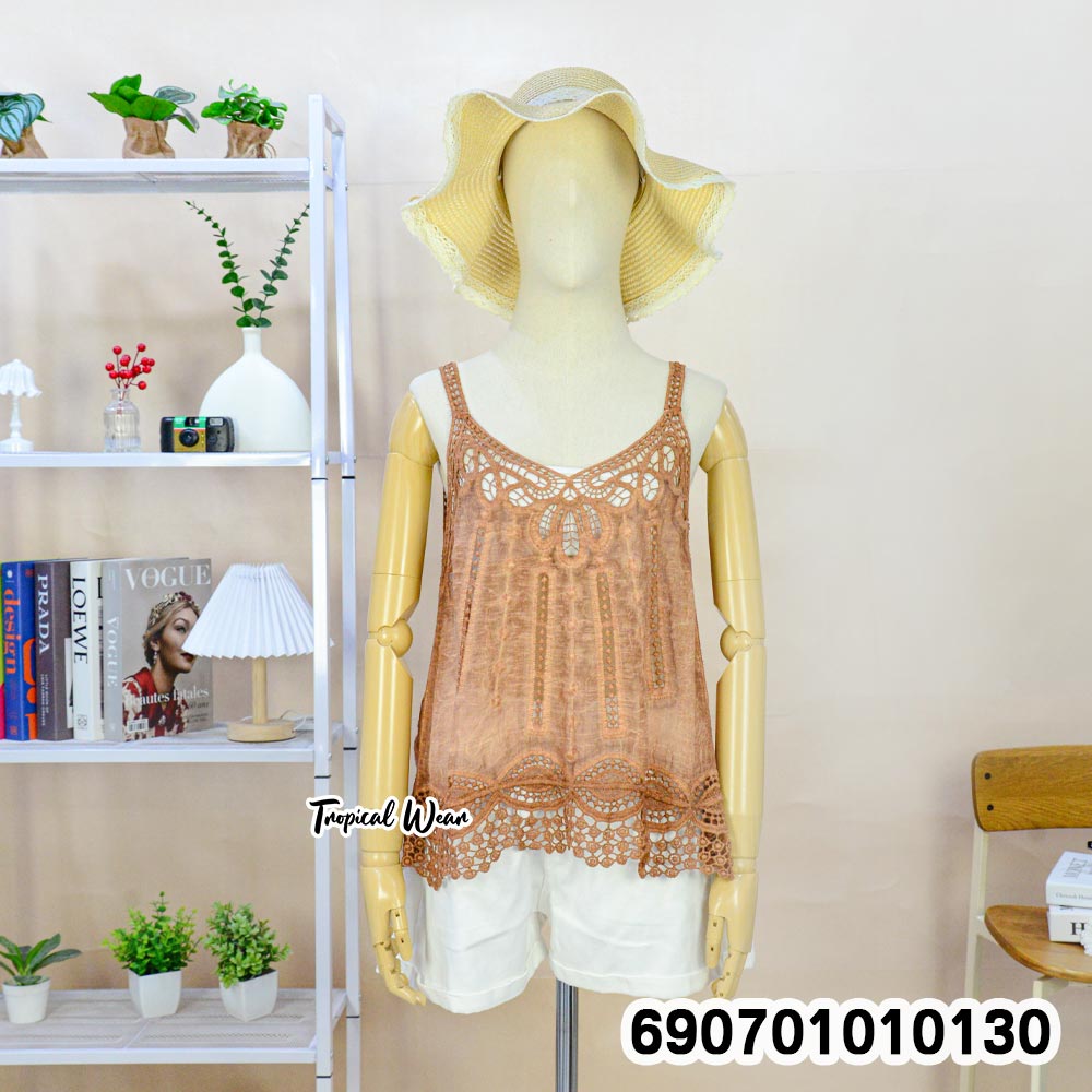 Boho Lace Camisole Top Beach & Resort Wear เสื้อสายเดี่ยวลูกไม้ สไตล์โบโฮ สำหรับเที่ยวทะเลและรีสอร์ท - 690701010130 - Image 12