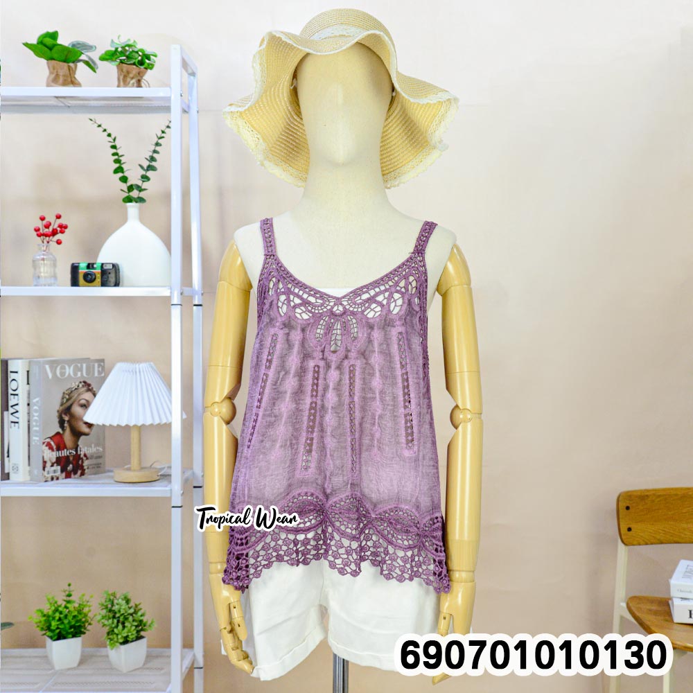 Boho Lace Camisole Top Beach & Resort Wear เสื้อสายเดี่ยวลูกไม้ สไตล์โบโฮ สำหรับเที่ยวทะเลและรีสอร์ท - 690701010130 - Image 11