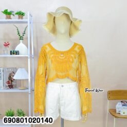 Floral Crochet Sheer Crop Top เสื้อครอปซีทรูโครเชต์ลายดอก - 690801020140 - Image 5