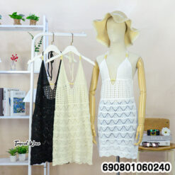 Crochet Halter Mini Dress เดรสสั้นโครเชต์สายคล้องคอ - 690801060240 - Image 3