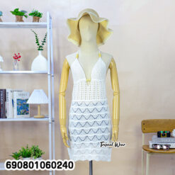Crochet Halter Mini Dress เดรสสั้นโครเชต์สายคล้องคอ - 690801060240 - Image 4