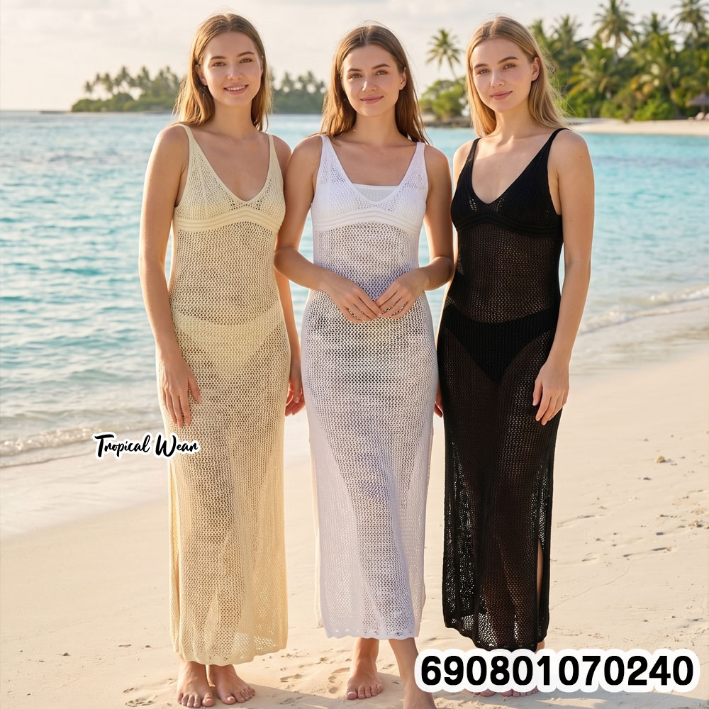 Crochet Beach Cover-Up Maxi Dress เดรสยาวโครเชต์คลุมชุดว่ายน้ำ - 690801070240