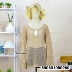 Mesh Knit Ring Neck Top  เสื้อถักตาข่ายคอวีแต่งห่วง - 690801080260 - Image 5