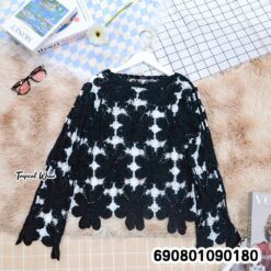 Floral Crochet Long Sleeve Top เสื้อโครเชต์ลายดอกไม้แขนยาว - 690801090180 - Image 6