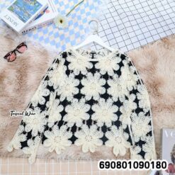 Floral Crochet Long Sleeve Top เสื้อโครเชต์ลายดอกไม้แขนยาว - 690801090180 - Image 5