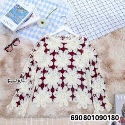 Floral Crochet Long Sleeve Top เสื้อโครเชต์ลายดอกไม้แขนยาว - 690801090180 - Image 4