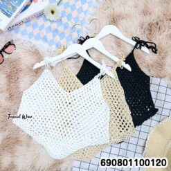 Tie Strap Crochet Cami Top  เสื้อสายเดี่ยวโครเชต์ผูกไหล่ - 690801100120 - Image 2