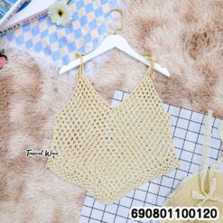 Tie Strap Crochet Cami Top  เสื้อสายเดี่ยวโครเชต์ผูกไหล่ - 690801100120 - Image 5