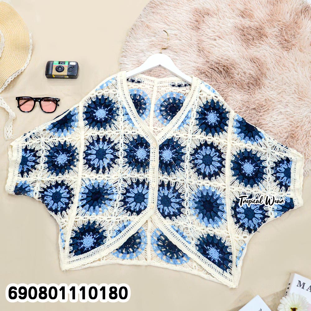 Granny Square Crochet Cardigan เสื้อคาร์ดิแกนโครเชต์ลายดอกสี่เหลี่ยม - 690801110180 - Image 6