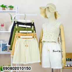 Lace Trim Drawstring Shorts กางเกงขาสั้นผูกเอวแต่งขอบลูกไม้ - 690802010150