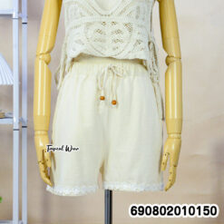 Lace Trim Drawstring Shorts กางเกงขาสั้นผูกเอวแต่งขอบลูกไม้ - 690802010150 - Image 4
