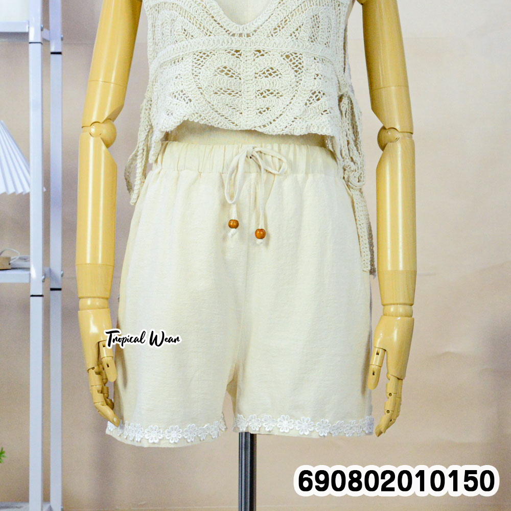 Lace Trim Drawstring Shorts กางเกงขาสั้นผูกเอวแต่งขอบลูกไม้ - 690802010150 - Image 4