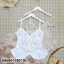 Beach Crochet Peplum Cami Top เสื้อสายเดี่ยวถักโครเชต์ ชายบาน ลุคเที่ยวทะเล - 690901030130 - Image 3