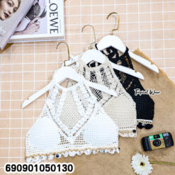 Beach High Neck Crochet Halter Bralette Top เสื้อครอปถักคล้องคอไฮเน็ค ลุคเที่ยวทะเล - 690901050130 - Image 3