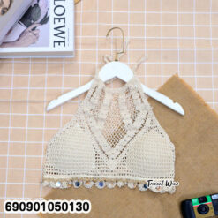 Beach High Neck Crochet Halter Bralette Top เสื้อครอปถักคล้องคอไฮเน็ค ลุคเที่ยวทะเล - 690901050130 - Image 5
