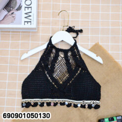 Beach High Neck Crochet Halter Bralette Top เสื้อครอปถักคล้องคอไฮเน็ค ลุคเที่ยวทะเล - 690901050130 - Image 4