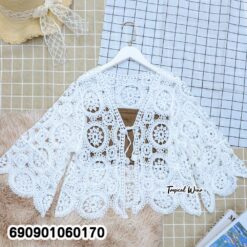 Crochet Front-Tie Cardigan Cover-Up เสื้อคลุมถักโครเชต์ผูกหน้า แขนยาว สไตล์โบโฮ - 690901060170 - Image 5