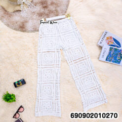 Crochet Knit Wide Leg Pants กางเกงขายาวถักโครเชต์ ลายตาราง - 690902010270 - Image 5
