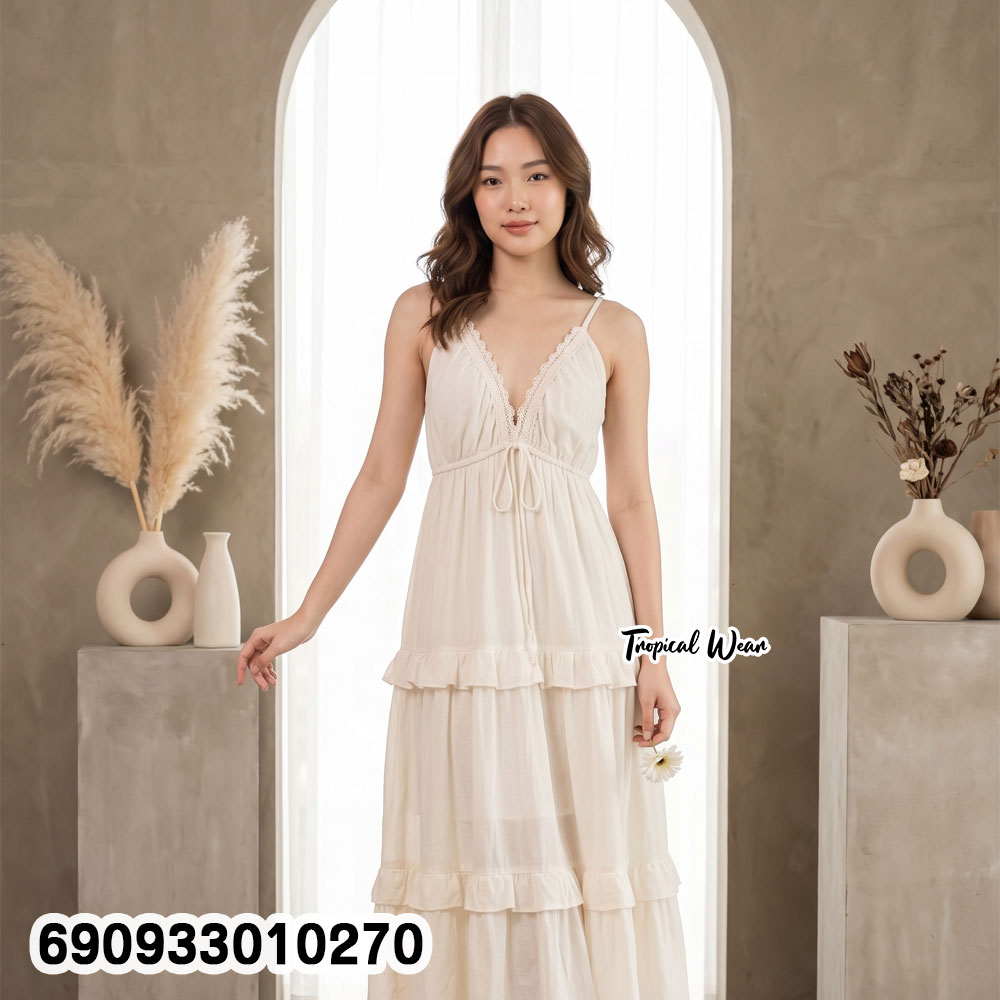 Tiered Ruffle Cami Dress เดรสสายเดี่ยวแต่งระบายชั้น ผูกโบว์อก - 690933010270 - Image 2