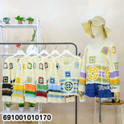 Colorful Granny Square Crochet Sweater เสื้อไหมพรมถักโครเชต์แขนยาว ลายสี่เหลี่ยมหลากสี - 691001010170 - Image 9