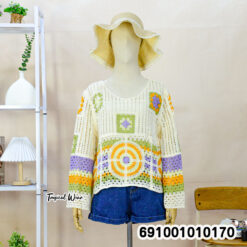 Colorful Granny Square Crochet Sweater เสื้อไหมพรมถักโครเชต์แขนยาว ลายสี่เหลี่ยมหลากสี - 691001010170 - Image 7