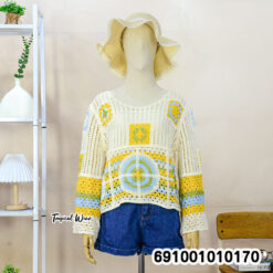 Colorful Granny Square Crochet Sweater เสื้อไหมพรมถักโครเชต์แขนยาว ลายสี่เหลี่ยมหลากสี - 691001010170 - Image 6