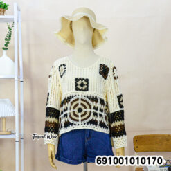 Colorful Granny Square Crochet Sweater เสื้อไหมพรมถักโครเชต์แขนยาว ลายสี่เหลี่ยมหลากสี - 691001010170 - Image 5